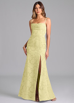 Azazie Saige Bridesmaid Dresses Lemon Sorbet A-Line Off the Shoulder Floral Burnout Convertible Dress image3