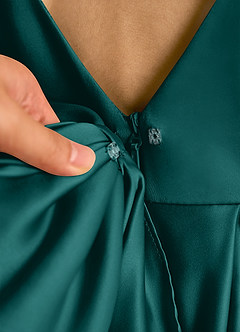 Azazie Cailee Flower Girl Dresses Peacock Ball-Gown Pleated Matte Satin Dress image5