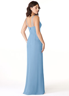 Azazie Leo Bridesmaid Dresses Powder Blue Mermaid V-Neck Pleated Chiffon Dress image4