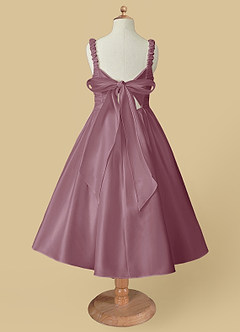 Azazie Cutie Pie Flower Girl Dresses Vintage Mauve A-Line Pleated Matte Satin Dress image5