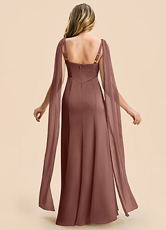 Azazie Chelsea Junior Espresso Sheath Pleated Stretch Satin Dress image2