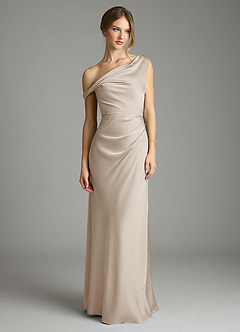 Azazie Emerson Brudtärnklänningar Klä av Sjöjungfru i Stretch Satin Av axeln Frost image3