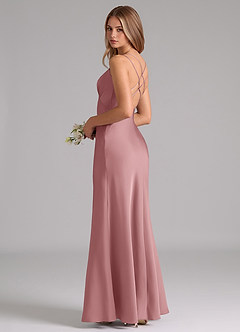 Azazie Suttona Bridesmaid Dresses Dusty Rose A-Line Pleated Stretch Satin Dress image1