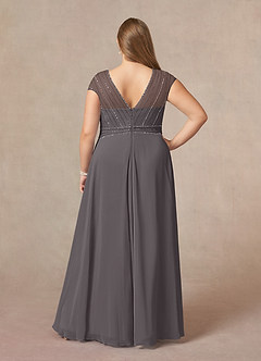Azazie Star Mother of the Bride Dresses Steel Grey A-Line V-Neck sequins Chiffon Dress image7