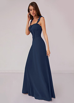 Barbie ♥ Azazie Bridesmaid Dresses Dark Navy A-Line Sweetheart Neckline Chiffon Dress image3
