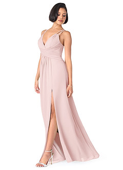 Azazie Farren Brautjungfernkleider Wandelbar A-Linie Plissee Chiffon Kleid Zartrosa image3
