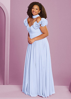 Barbie ♥ Azazie Robes de demoiselle d'honneur Robe Trapèze Convertible en Mousseline de soie Épaule décolletée Lavande image14