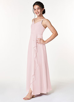Azazie Naeem Junior Blushing Pink A-Line Ruched Chiffon Dress image3
