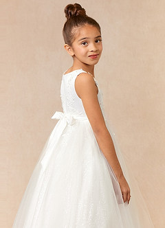 Azazie Pippi Flower Girl Dresses Diamond White Ball-Gown Lace Tulle Dress image3