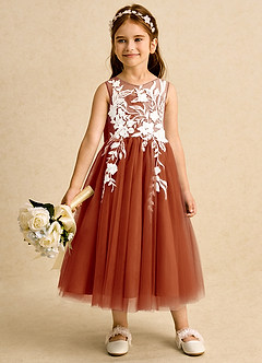 Azazie Sundae Vestidos de florista Vestido Páprica de Renda de Vestido de baile image3