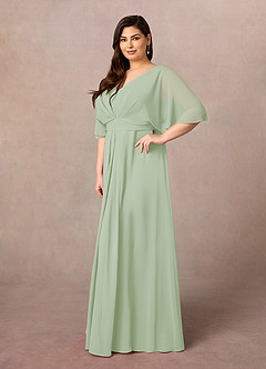 Azazie Oksana Abiti per la Madre della Sposa Abito A-Line in Chiffon con Scollo a V a Pieghe Verde Salvia image8