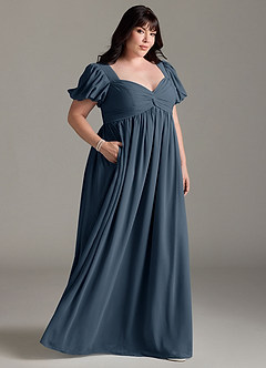 Azazie Madisynn Maternity Bridesmaid Dresses Bow Chiffon Floor-Length Dress image7