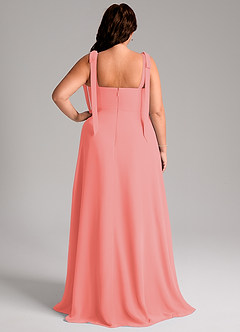 Azazie Debra Bridesmaid Dresses Coral A-Line with Pockets Chiffon Convertible Dress image9