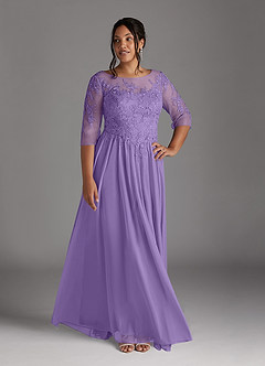 Azazie Harriet vestidos de madre de la novia Vestido de Tahití de Malla de Corte En A con Encaje image7