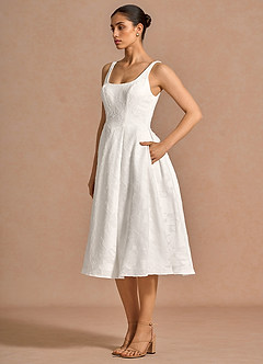 Adelie White A-line Midi Dress image5