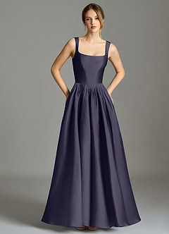 Azazie Verina Bridesmaid Dresses Stormy A-Line Pleated Stretch Satin Dress image3