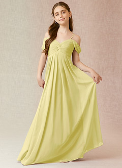 Azazie Kaitlynn Junior Vestido de Sorbete De Limón de Gasa de Corte En A con Vestidos sin tirantes image1