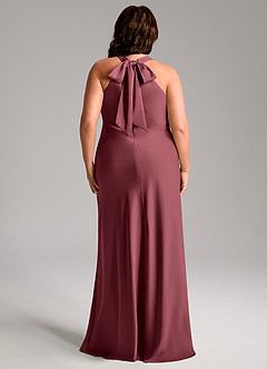 Azazie Doretta Bridesmaid Dresses Merlot Mermaid Pleated Stretch Satin Dress image10