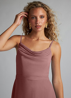 Azazie Summer Final Sale Desert Rose Mermaid Scoop Cowl Chiffon Dress image5