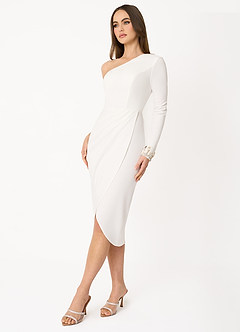 Kensie White One Shoulder Midi Dress image4