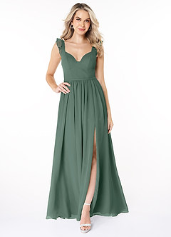 Azazie Stassie Bridesmaid Dresses Sea Moss A-Line Sweetheart Ruched Chiffon Dress image3