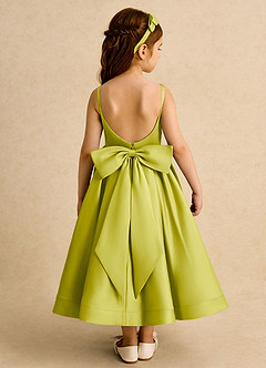 Azazie Babs Robe Demoiselle D'honneur Fillette Robe Princesse en Mat Satiné Plissée Citronnelle image6