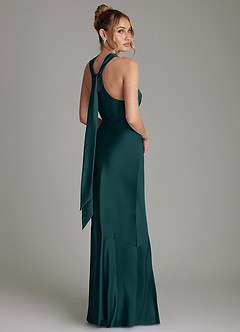 Azazie Reign Bridesmaid Dresses Pine Mermaid Pleated Stretch Satin Dress image7