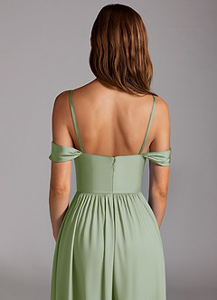 Azazie Calianna Bridesmaid Dresses Dusty Sage A-Line Off the Shoulder Stretch Satin Convertible Dress image5