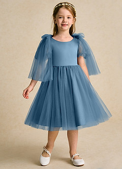 Azazie Duchess Flower Girl Dresses Bermuda A-Line with Sleeves Tulle Dress image5