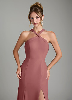 Azazie Rue Bridesmaid Dresses Amethyst A-Line Halter Chiffon Dress image3