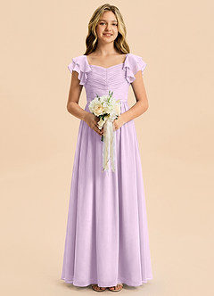 Azazie Anaya Junior Frosted Lilac A-Line Sweetheart Neckline Chiffon Dress image4