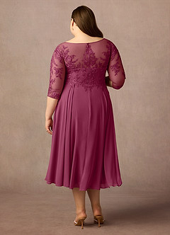 Azazie Marge Mother of the Bride Dresses Mulberry A-Line Scoop Lace Chiffon Dress image7