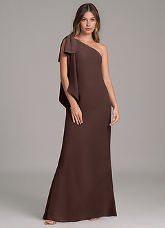 Azazie Capri Bridesmaid Dresses Ganache A-Line One Shoulder Chiffon Dress image6