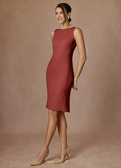 front Kennedy Terakota Sukienka Ze Stretchem Strukturalnym