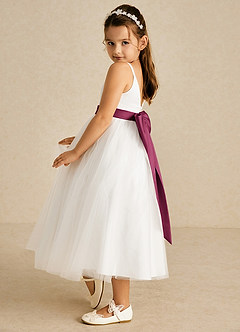 Azazie Lea vestidos de niña de las flores Vestido de Mora de Tul de Corte En A con Tirante Espagueti image4
