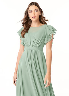 Azazie Daphne Modest Bridesmaid Dresses A-Line Ruffled Chiffon Floor-Length Dress image4