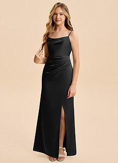 Azazie Christen Junior Klä av A-Line i Stretch Satin Plisserad image4