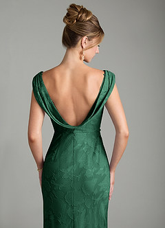 Azazie Kieryn Bridesmaid Dresses Dark Green Mermaid Pleated Floral Burnout Dress image2
