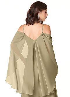 Azazie Cienna Bridesmaid Dresses Moss Green A-Line Off the Shoulder Chiffon Dress image3