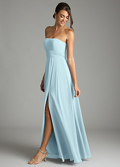 Azazie Tamira Robes de demoiselle d'honneur Robe Trapèze Convertible en Mousseline de soie Plissé Bleu Nuage image3