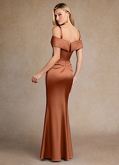 Azazie Laredo vestidos de madre de la novia Vestido de Cobre de Satén Elástico de Sirena con Vestidos sin tirantes image4