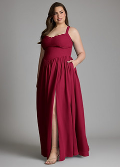 Azazie Francis Bridesmaid Dresses Burgundy A-Line Corset Chiffon Dress image10