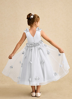 Azazie Atta Flower Girl Dresses White A-Line One Shoulder Tulle Dress image2