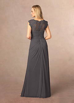 Azazie Jovie Mother of the Bride Dresses Steel Grey A-Line Lace Dress image3