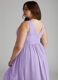 Azazie Yetta Maternity Bridesmaid Dresses A-Line V-Neck Gathered Chiffon Floor-Length Dress image12
