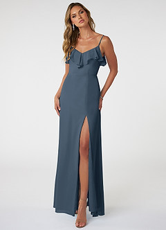 Azazie Natalia Bridesmaid Dresses Neptune A-Line Chiffon Dress image1