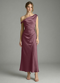 Azazie Emerson Bridesmaid Dresses Amethyst Mermaid Off the Shoulder Stretch Satin Dress image5