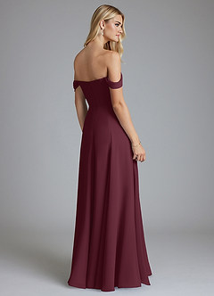 Azazie Seriana Vestidos de damas de honor Vestido de Cabernet de Gasa de Corte en A con Vestidos sin tirantes image2