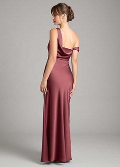 Azazie Madelyn Bridesmaid Dresses Merlot Mermaid One Shoulder Stretch Satin Convertible Dress image2