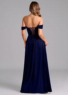 Azazie Hattie Bridesmaid Dresses Dark Navy A-Line Ruched Velvet Dress image6